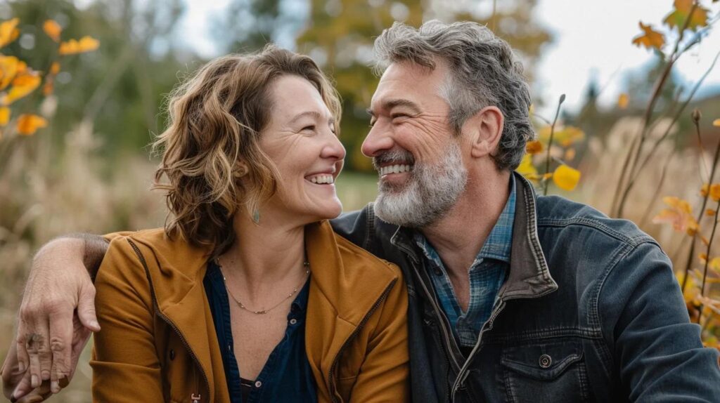 happy middle aged couple in their 40's